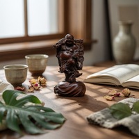 Maitreya Buddha Statue Solid Wood Boxwood Buddha Carving Collectible Ornament for Collectors