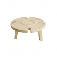 Solid Wood Folding Wooden Tray Table Cup Slots Round Snack Table Space Saving for Picnic, Camping, Casual Settings