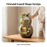 Humidifying Effect Gourd Shaped Floor Fountain Calming Ambiance Chinese Design Water Circulation Decor Easy Setup Cascading Water Fountain Handmade for Feng Shui Enthusiasts, Business Owners, Living Room, Office, Reception Area, Entryway