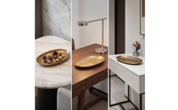 Elliptical Tray Flat Tray with Gold Finish for Coffee Table