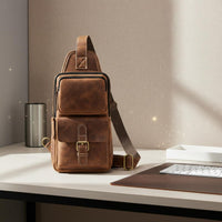 Leather Chest Bag Easy to Carry Vintage Crossbody Bag Hands Unrestricted