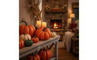 Artificial Foam Pumpkin Ribbed Pumpkin with Stem Textured Display Pumpkins Faux for Autumn, Halloween, Tabletop