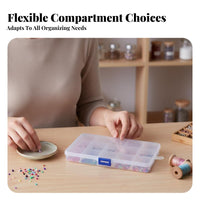 Clear Compartment Container Transparent Multi-Grid Organizer Case Dustproof Clear Divider Storage Container for Hobbyists, Craft Room