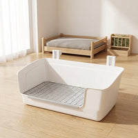 Pet Litter Tray and Pet Litter Box, Litter Pan with Grate and Anti-Splash Guard, Odor Control for Guinea Pigs, Chinchillas and Ferrets