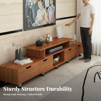 Modern TV Console with Drawers Media Cabinet with Storage Retractable Television Stand Wide Media Console Table Dense Board Material Suitable for Living Room Apartment Home Decoration