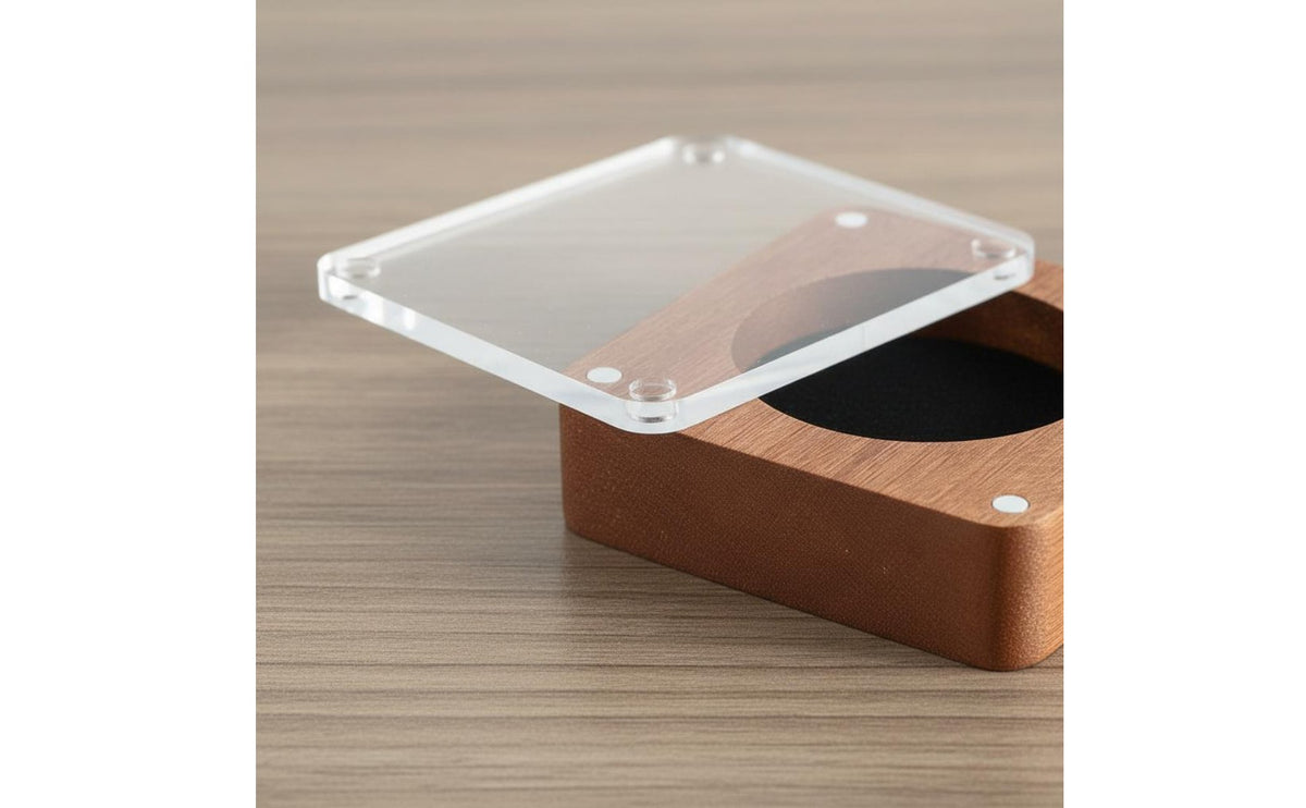 Commemorative Box with Acrylic Lid Square Numismatic Item Display Case with Lid for Gift Presentation