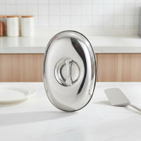 Oval Lid Rust-Resistant Stainless Steel Lid Pan Lid with Knob for Cooks, Caterers, Kitchen, Buffet, Stovetop