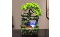 Rock Water Feature with Tree Nature-Themed Tabletop Water Feature Compact for Reception Desk