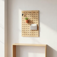 Multi-Functional Wall Mounted Pegboard Shelf Solid Wood Pegboard Wall Organizer Easy Installation Household Storage Modern Design for Entryway, Living Room, Bedroom, Office