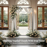 Sturdy & Long-Lasting Rectangular Wedding Arch Stable Base Metal Wedding Arch Multi-Purpose Adjustable Backdrop Frame Easy Assembly for Market Vendors, Photographers, Weddings, Night Markets, Parties, Trade Shows