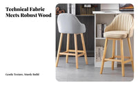 Modern Design Upholstered High Stool with Backrest Minimalist Design Counter Chair Padded Seat Household Furniture Footrest for Bar Owners, Homeowners, Adults, Kitchen Island, Cafe, Restaurant, Reception Area