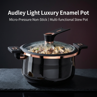 Enamel Pot with Lid, Large Stew for Slow Cooking, Non Soup with Handles for Home Induction Compatible Cookware