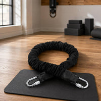 Padded Suspension Mind-Body Practice Resistance Band Textile-Covered-Covered Hanging Band Metal Carabiners Exercise Equipment Reinforced Ends