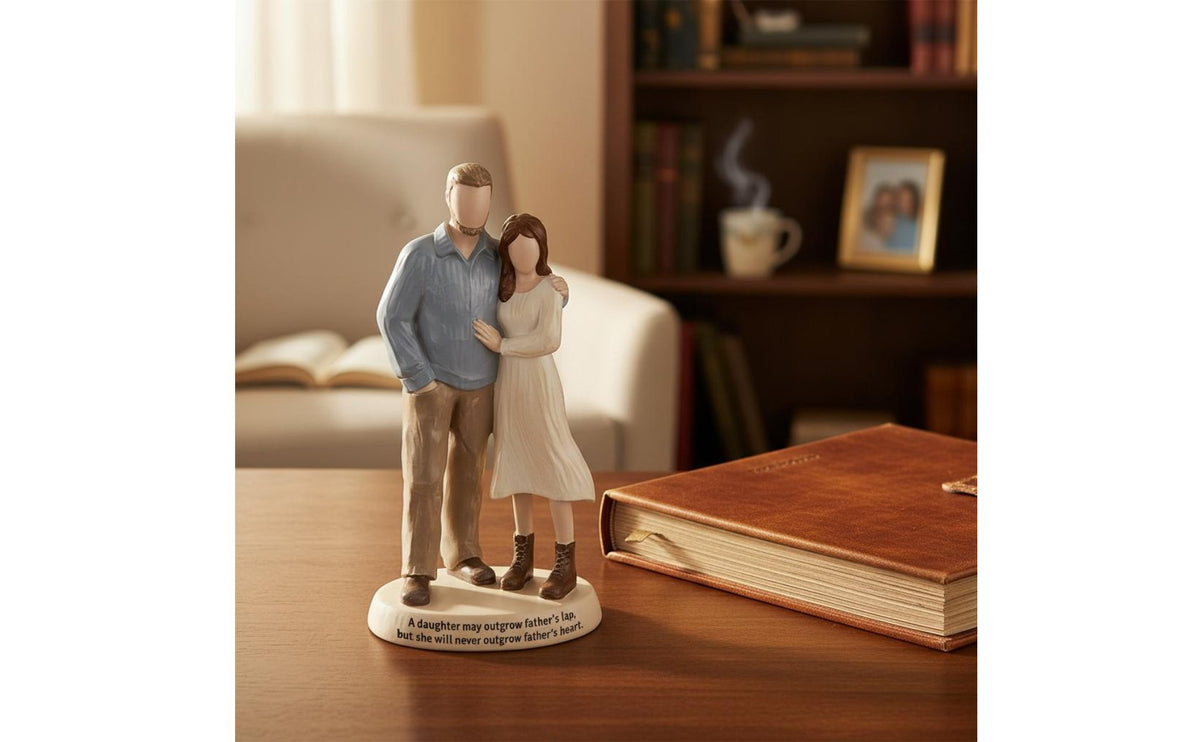 Dad and Daughter and Daughter Sculpture Desktop Father Daughter Statue Hand
