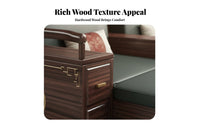L-Shaped Sectional Couch New Chinese aesthetic L-Shaped Sofa with Storage Ottoman sturdy Wood Frame Living Room Furniture for Families, Apartment Dwellers