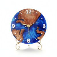 Analog Clock with Stand Marbled Bonded Resin and Lumber Clock Decorative for Living Room, Office
