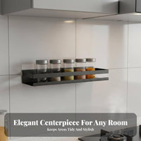 Drilldrillless Installation Floating Storage Holder Easy to Install Single-Tier Wall Holder Anti-Rust Seasoning Rack Rustproof for Home Cooks, Homeowners, Students, Kitchen, Cabinet Door, Bathroom, Balcony