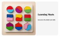 Geometric Shape Board Early Math Learning Wooden Fraction Puzzle Develops Fine Motor Skills Wooden Shape Sorter for Preschoolers, Infants