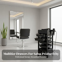 5-Drawer Rolling Hairprofessional Trolley Effortless Casters 5-Drawer Hairhairprofessional Trolley Space-Saving Design Salon Station