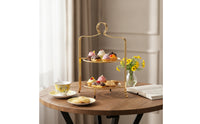 2-Tier Dessert Stand Simple to Clean Cupcake Display 2-Tier Cake Stand Reflective for Cafes
