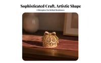 Enamel Finish Jeweled Jewelry Box Gold-Tone Trim Crown-Shaped Jewelry Box Hinged Lid Trinket Organizer Decorative Bow