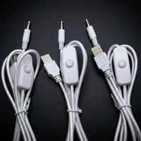 LED Lights and Desk Lamp USB Cable with Switch, Braided Nylon USB to DC Power Cable for DIY LED Project, White 1 Meter Power Cord, RoHS 5V 1A