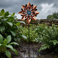 Flower Wind Windmill Decorative Metal Wind Windmill Weather-Resistant Yard Art for Lawn