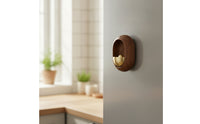 Brass Bell with Wooden Shell Minimalist Wooden Wall Bell Compact Door Chime for Homeowners, Uncluttered Lifestyle Advocates, Entryway