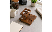 Wooden Puck Press Stand Rectangular Tamping Station Espresso Tool Holder Solid Wood Metal Tamping Base Stand