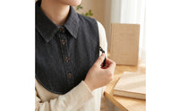 Detachable Dickey Collar Denim Detachable Collar Half Shirt Button-down Pointed for Women, Layering, Office