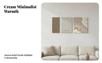 3 Pieces Minimalist Design 3 Piece Floral Wall Decor High-Clarity Printing Triptych Canvas Prints Ready to Hang 3D Relief Flower Art Fade-Resistant for Homeowners, Interior Decorators, Adults, Living Room, Bedroom, Hallway, Bathroom