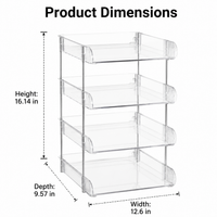 Clear Transparent File Organiser, Stacked Letter Tray File Organiser, Desktop Document Organiser for A4, Stainless Steel Frame, 26x6.2x34cm