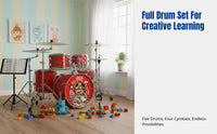 Jazz Drum Set for Kids, Small Size, Cartoon Design, Entry Level, Music Practice, Professional