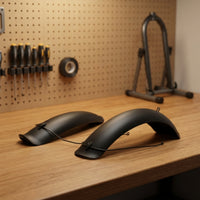 2 Pieces Wide-Tire Mountain Bike Fenders with Support Stays Curved Wide-Tire Mountain Bike Mudguard Set Front and Rear Mudguards for Cyclists