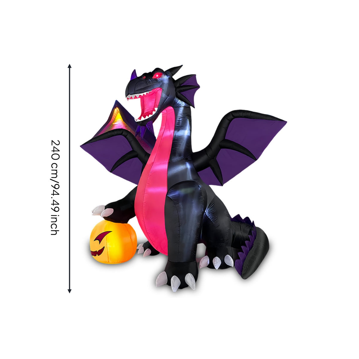 Inflatable Dragon with Pumpkin Lighted Inflatable Dragon Outdoor Yard Decoration for Homeowners, Lawn