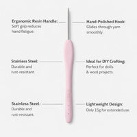 0.6mm Resin Handle Crochet Hook, Stainless Steel Knitting with Soft for Beginners, Yarn for Amigurumi and Doll Making
