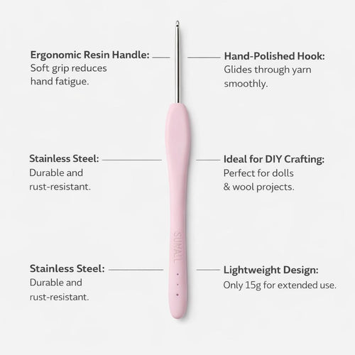 0.6mm Resin Handle Crochet Hook, Stainless Steel Knitting with Soft for Beginners, Yarn for Amigurumi and Doll Making