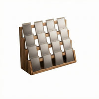 Polished Finished 4-Tier Wooden Card Display Stand Rectangular Base Tiered Card Display Rack Tabletop Multi-Purpose