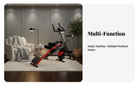 Resistance Multifunctional Exercise Bike Quiet Operation Stationary Bike Sit-up Bench Space Saving All-in-Single Home Workout Machine Adjustable Seat and Backrest for Men, Women