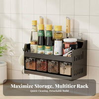 Drillwithout Installation Multi-Compartment Kitchen Organizer Compartmentalized Design Wall Shelf Heavy-Duty Household Storage Detachable Hooks for Home Cooks, Homeowners, Small Apartments, Dorm Rooms, Cabinet Door, Bathroom