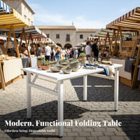 Rectangular Folding Table Multi-Use Foldable Computer Desk Sturdy Construction Portable Work Table for Students, Families, Outdoor, Dorm Room, Bedroom