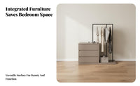 Dresser with Clothes Rack Multi-functional Chest of Drawers Garment Rail Clothing Organizer Engineered Wood Suitable for Adults Bedroom Dorm Entryway