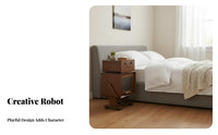 Rotatable Joints Robot-Shaped Cabinet Creative Design Side Table with Hidden Storage Cute Appearance Nightstand Fun Character for Parents, householders, Apartment Dwellers, Bedroom, Living Room, Playroom, Office