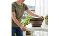 Sturdy Faux Wood Hanging Basket With Drainage Hanging Barrel Planter Lightweight Plastic Whiskey Barrel Pot Modern Design for Gardeners, Balcony, Indoor, Patio, Porch