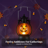 Halloween Themed pumpkino'-Lantern Lamp Portable Night Light Giftable Seasonal Decor Battery Operated for Families, Party Hosts, Homeowners, Trick-or-Treating, Tabletop Display, Bedroom, Entryway