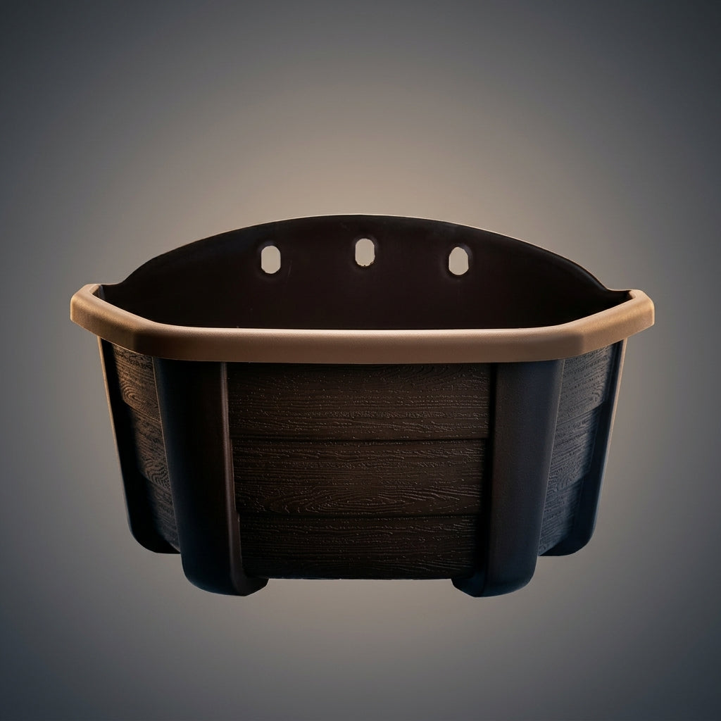 Plant Pots Hanging Basket in Resin for Outdoor Plants, Half Round Hanging Plant for Indoor Use, Wall Planter with Wood Grain Texture, 1 Pack