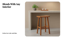 Minimalist Design Backless Saddle Stool Sturdy Construction Barstool Long-Lasting Frame Counter Chair Built-in Footrest for Business Owners, Homeowners, Adults, Cafe, Restaurant, Breakfast Nook, Kitchen
