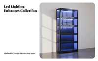 Multi-Tier Storage Showcase with Lock Built-in Ing Acrylic Collectible Cabinet Lockable Door Lighted Figure Display Case for Hobbyists, Study