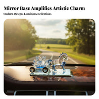 Good Luck Charm Horse and Lotus Car Perfume Dispenser Elegant Design Crystal Horse Pulling Lotus Cart Refillable for Home Decor, Office Desk