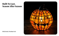 Spooky Halloween Pumpkin Light | Glowing Translucent Body, Carved Facial Motif, Resin Pumpkin Light, for Tabletop